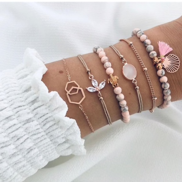 3/$30 -6 Piece Layering Boho Bracelet Turtle Beach - Picture 1 of 1